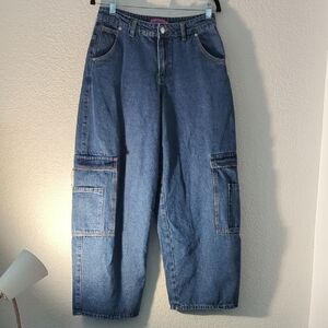 Edikted Blue Boyfriend Cargo Jeans